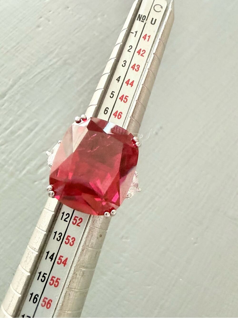 Charles Winston 925 Sterling Silver Red Cushion-Cut Statement Ring NEW 5